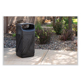 Twist Waste Receptacle With Closed Top, 32 Gal, Steel, Black