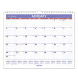 Monthly Wall Calendar, 15 X 12, Red-blue, 2021