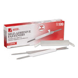 Self-adhesive Paper Fasteners, 1" Capacity, 2.75" Center To Center, Silver, 100-box