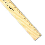 Wood Ruler, Metric And 1-16" Scale With Single Metal Edge, 30 Cm