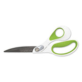 Carbotitanium Bonded Scissors, 8" Long, 3.25" Cut Length, White-green Straight Handle