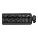 Wkb-1320cb Antimicrobial Wireless Desktop Keyboard And Mouse, 2.4 Ghz Frequency-30 Ft Wireless Range, Black