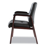 Alera Madaris Series Leather Guest Chair With Wood Trim Legs, 24.88" X 26" X 35", Black Seat-black Back, Mahogany Base