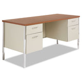 Double Pedestal Steel Credenza, 60w X 24d X 29.5h, Mocha-black
