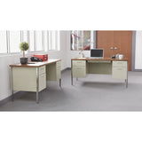 Double Pedestal Steel Desk, Metal Desk, 72w X 36d X 29.5h, Mocha-black