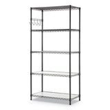 5-shelf Wire Shelving Kit With Casters And Shelf Liners, 48w X 18d X 72h, Black Anthracite