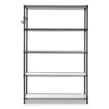 5-shelf Wire Shelving Kit With Casters And Shelf Liners, 48w X 18d X 72h, Black Anthracite