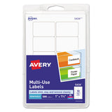 Removable Multi-use Labels, Inkjet-laser Printers, 1 X 1.5, White, 10-sheet, 50 Sheets-pack, (5434)