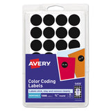 Handwrite Only Self-adhesive Removable Round Color-coding Labels, 0.75" Dia., Black, 28-sheet, 36 Sheets-pack, (5459)