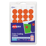Printable Self-adhesive Removable Color-coding Labels, 0.75" Dia., Neon Red, 24-sheet, 42 Sheets-pack, (5467)
