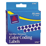 Handwrite-only Self-adhesive Removable Round Color-coding Labels In Dispensers, 0.25" Dia., Dark Blue, 450-roll, (5793)