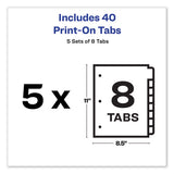 Customizable Print-on Dividers, 8-tab, Letter, 5 Sets