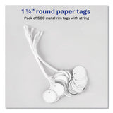 Heavyweight Stock Metal Rim Tags, 1 1-4 Dia, White, 500-box