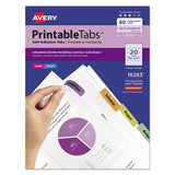 Printable Plastic Tabs With Repositionable Adhesive, 1-5-cut Tabs, Assorted Colors, 1.75" Wide, 80-pack