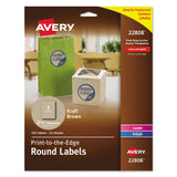 Round Brown Kraft Print-to-the-edge Labels, 2.5" Dia, 225-pk