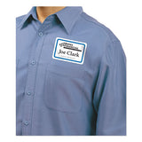 Flexible Adhesive Name Badge Labels, 3.38 X 2.33, White-blue Border, 40-pack