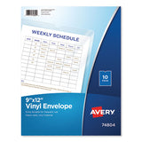 Top-load Clear Vinyl Envelopes W-thumb Notch, 9” X 12”, Clear, 10-pack