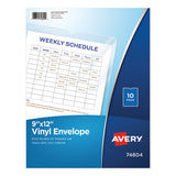 Top-load Clear Vinyl Envelopes W-thumb Notch, 9” X 12”, Clear, 10-pack