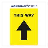Social Distancing Floor Decals, 8.5 X 11, This Way, Yellow Face, Black Graphics, 5-pack