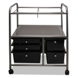 Letter-legal File Cart W-five Storage Drawers, 21.63w X 15.25d X 28.63h, Black