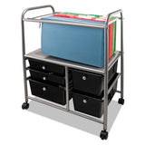 Letter-legal File Cart W-five Storage Drawers, 21.63w X 15.25d X 28.63h, Black