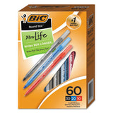 Round Stic Xtra Precision Stick Ballpoint Pen, 0.8 Mm, Blue Ink, Tran Blue Barrel, Dozen
