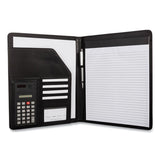 Faux-leather Padfolio With Solar Calculator, 9 X 12 Pad, 9.75 X 12.5, Black