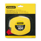 Long Tape Measure, 1-8" Graduations, 100ft, Yellow