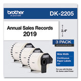 Continuous Paper Label Tape, 2.4" X 100 Ft, White, 3 Rolls-pack