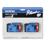 Tc Tape Cartridges For P-touch Labelers, 0.47" X 25.2 Ft, Red On Clear, 2-pack