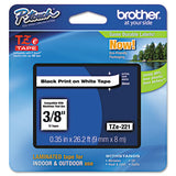 Tze Standard Adhesive Laminated Labeling Tape, 0.35" X 26.2 Ft, Black On White