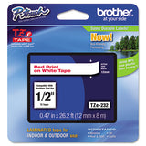 Tze Standard Adhesive Laminated Labeling Tape, 0.47" X 26.2 Ft, Red On White