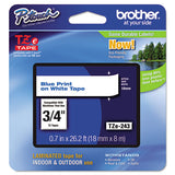 Tze Standard Adhesive Laminated Labeling Tape, 0.7" X 26.2 Ft, Blue On White