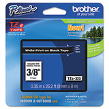 Tze Standard Adhesive Laminated Labeling Tape, 0.35" X 26.2 Ft, White On Black