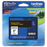 Tze Standard Adhesive Laminated Labeling Tape, 0.94" X 26.2 Ft, Gold On Black