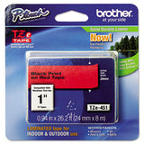 Tze Standard Adhesive Laminated Labeling Tape, 0.94" X 26.2 Ft, Black On Red