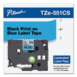 Tze Laminated Removable Label Tapes, 0.94" X 26.2 Ft, Black On Blue
