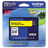 Tze Standard Adhesive Laminated Labeling Tape, 0.7" X 26.2 Ft, Black On Yellow