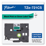 Tze Laminated Removable Label Tapes, 0.35" X 26.2 Ft, Black On Green