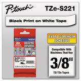 Tze Extra-strength Adhesive Laminated Labeling Tape, 0.35" X 26.2 Ft, Black On White