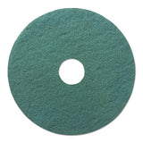 Heavy-duty Scrubbing Floor Pads, 16" Diameter, Green, 5-carton