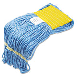 Super Loop Wet Mop Head, Cotton-synthetic Fiber, 5" Headband, Small Size, Blue, 12-carton