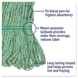 Super Loop Wet Mop Head, Cotton-synthetic Fiber, 5" Headband, Medium Size, Green, 12-carton