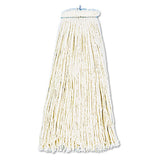 Cut-end Lie-flat Wet Mop Head, Cotton, 16oz, White