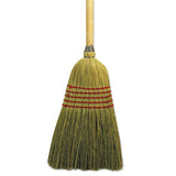 Parlor Broom, Yucca-corn Fiber Bristles, 56", Wood Handle, Natural, 12-carton