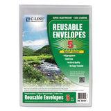Reusable Poly Envelope, Hook & Loop Closure, 9.38 X 13, Clear, 5-pack