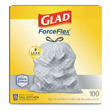 Forceflexplus Tall Kitchen Drawstring Trash Bags, 13 Gal, 0.72 Mil, 23.75" X 24.88", White, 100-box