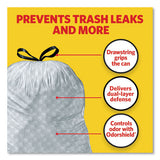Forceflexplus Odorshield Tall Kitchen Drawstring Trash Bags, 13 Gal, 0.72 Mil, 23.75" X 25.38", White, 120-box