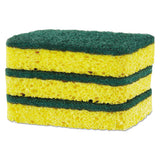 Heavy Duty Scrubber Sponge, 2.5 X 4.5, 0.9" Thick, Yellow-green, 3-pk, 24 Pk-ct