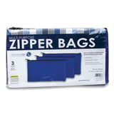 Fabric Deposit Bag, 5.5 X 11, Vinyl, Blue, 3-pack
